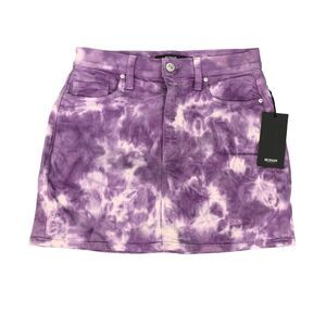 Hudson Skirt Womens 27 Tulip Purple Tie Dye Denim Zip Fly 5 Pockets Stretch Mini
